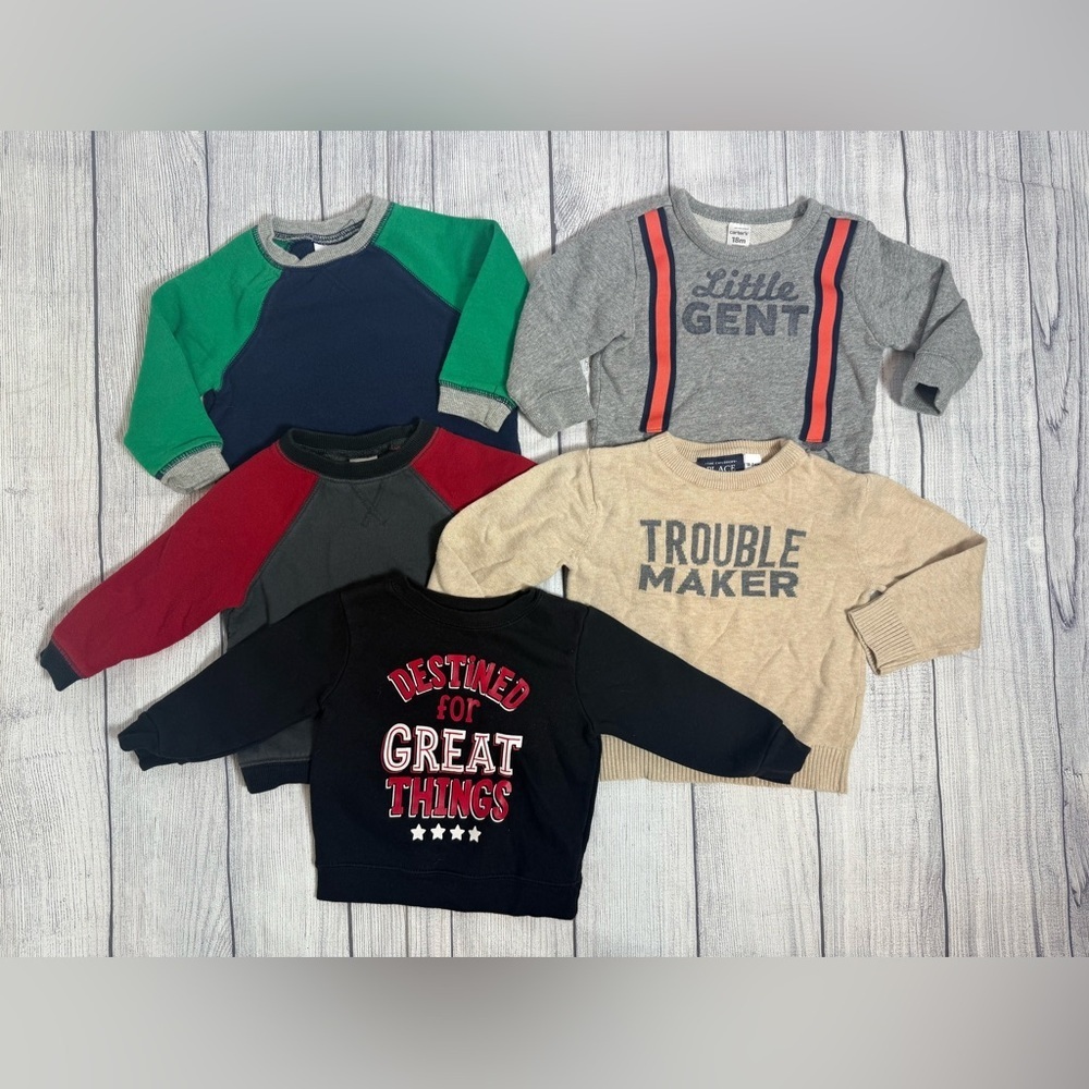 Boys Clothing Bundle 18 Months - 5-Piece Long Sleeve Sweatshirt Set